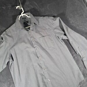 Van Heusen No Iron Dress Shirt Long Sleeve Button Up Gray Mens‎ Size M